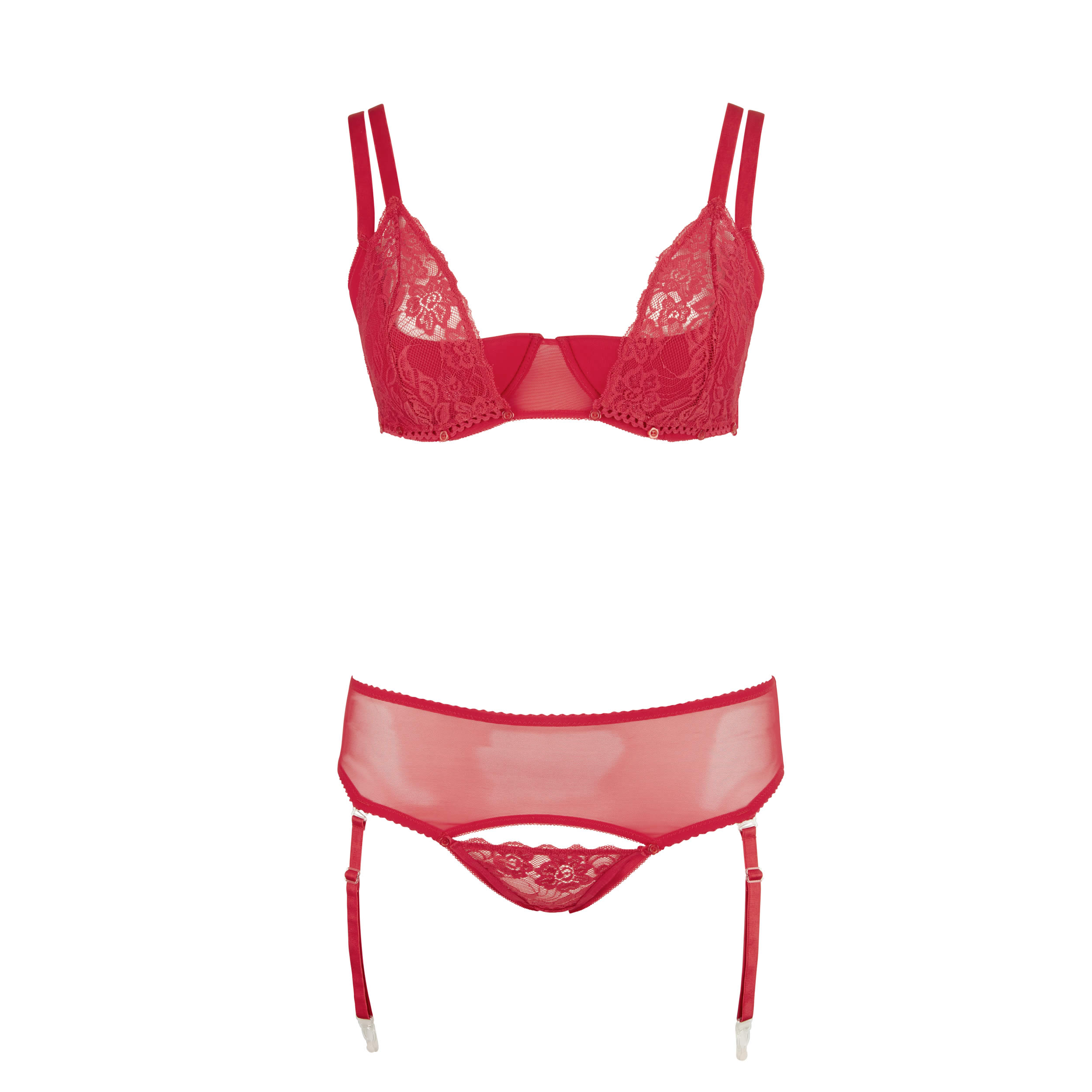 Plus Size Strip Lingerie Set in Red