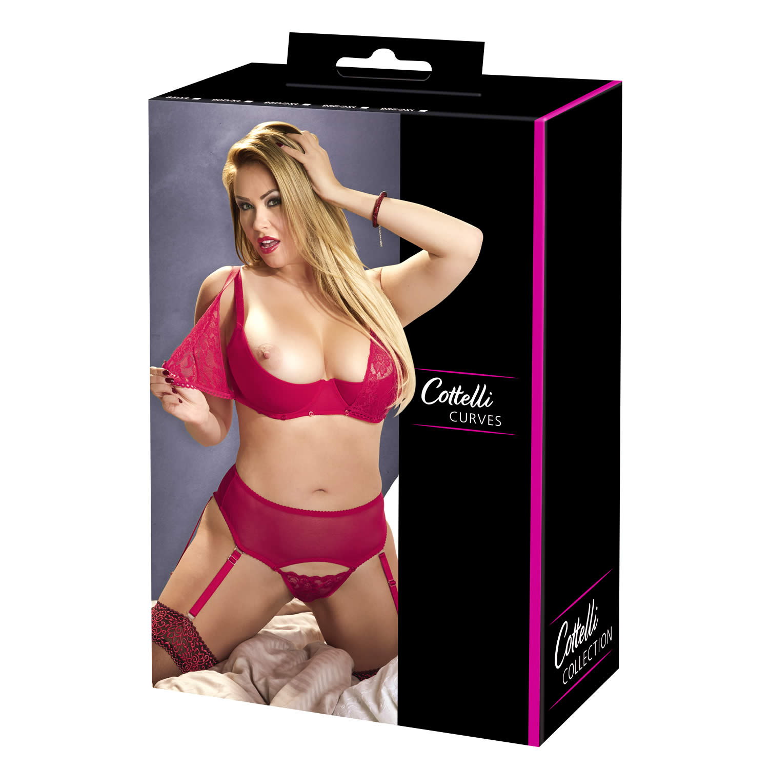 Plus Size Strip Lingerie Set in Red