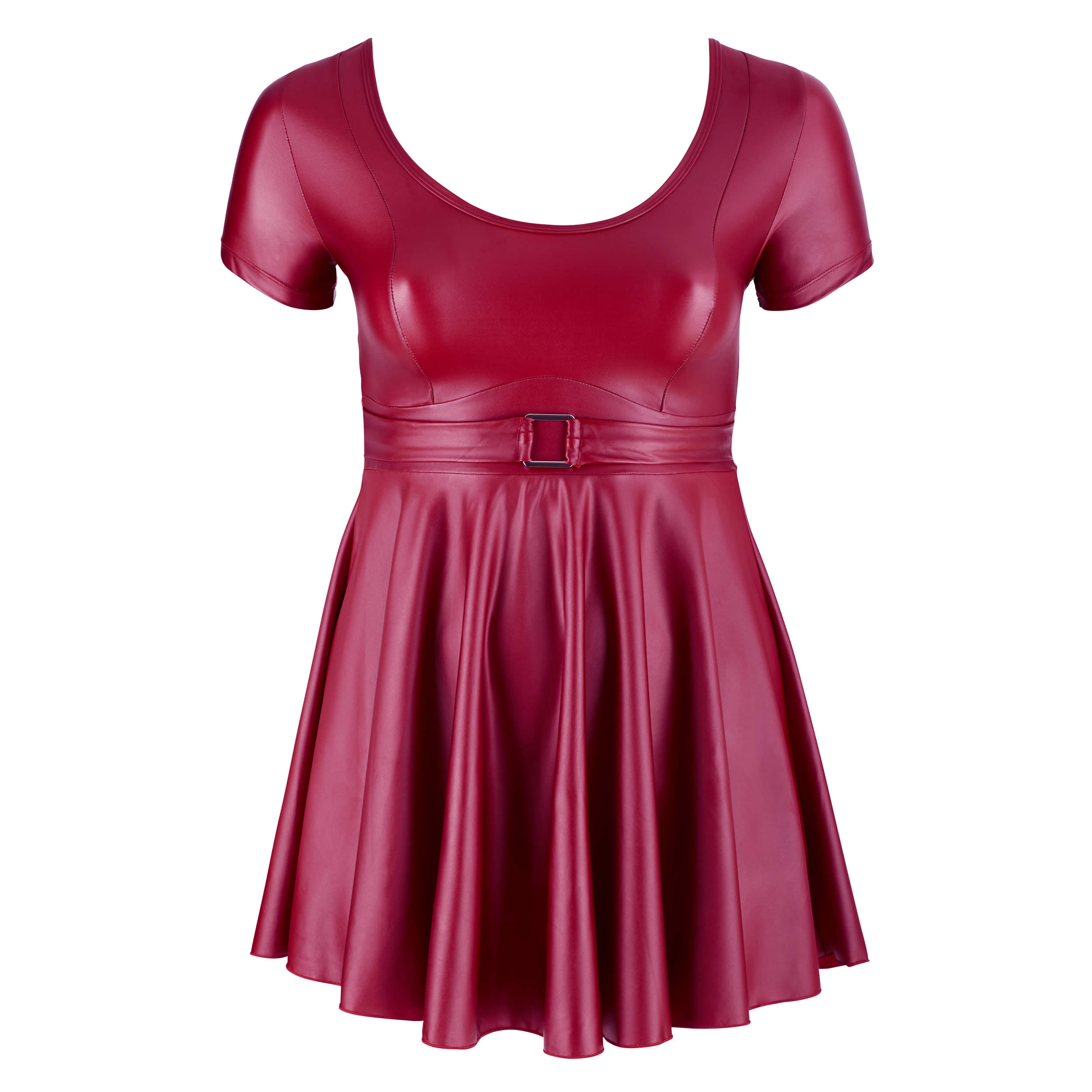 Plus Size Wetlook Dress in Red with Belt