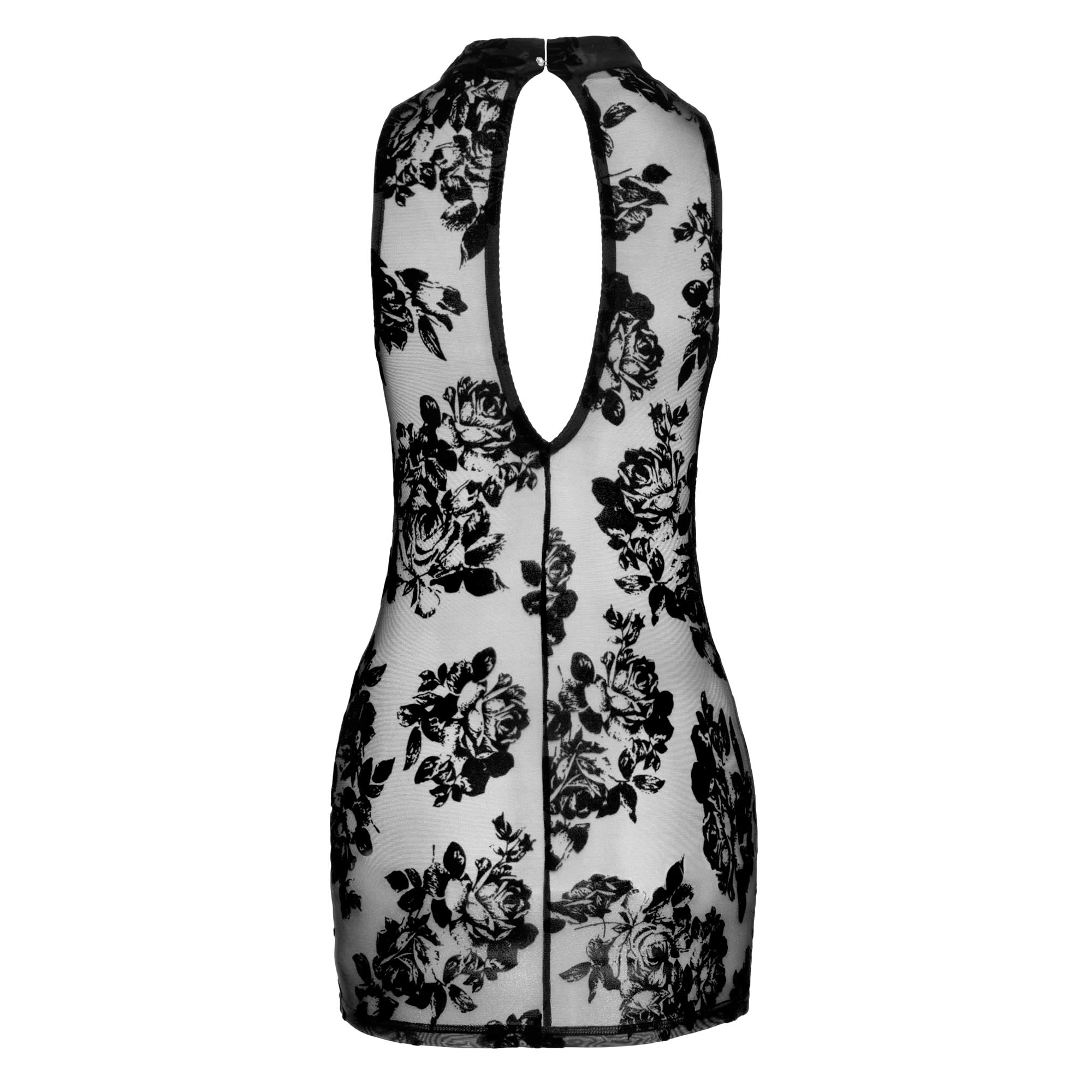 Noir Mini lingerie dress with velvet flock print