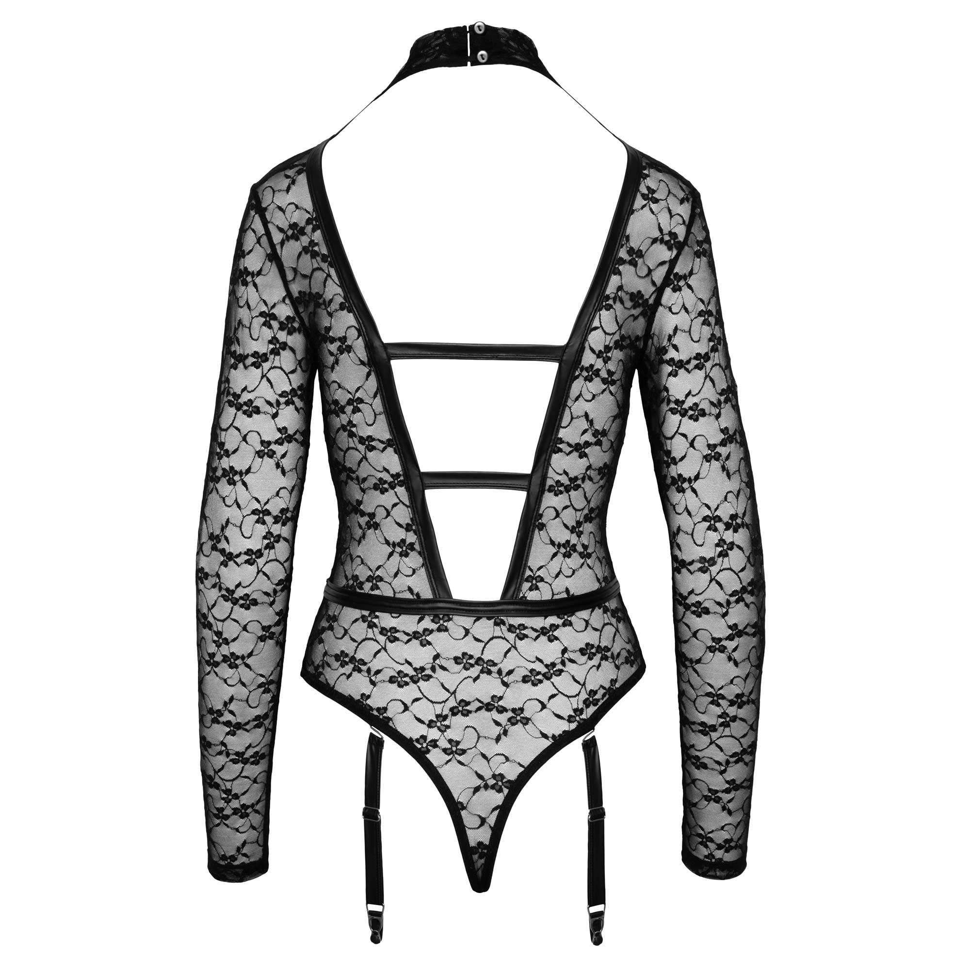 Lace Body with Wetlook Harness and Suspenders