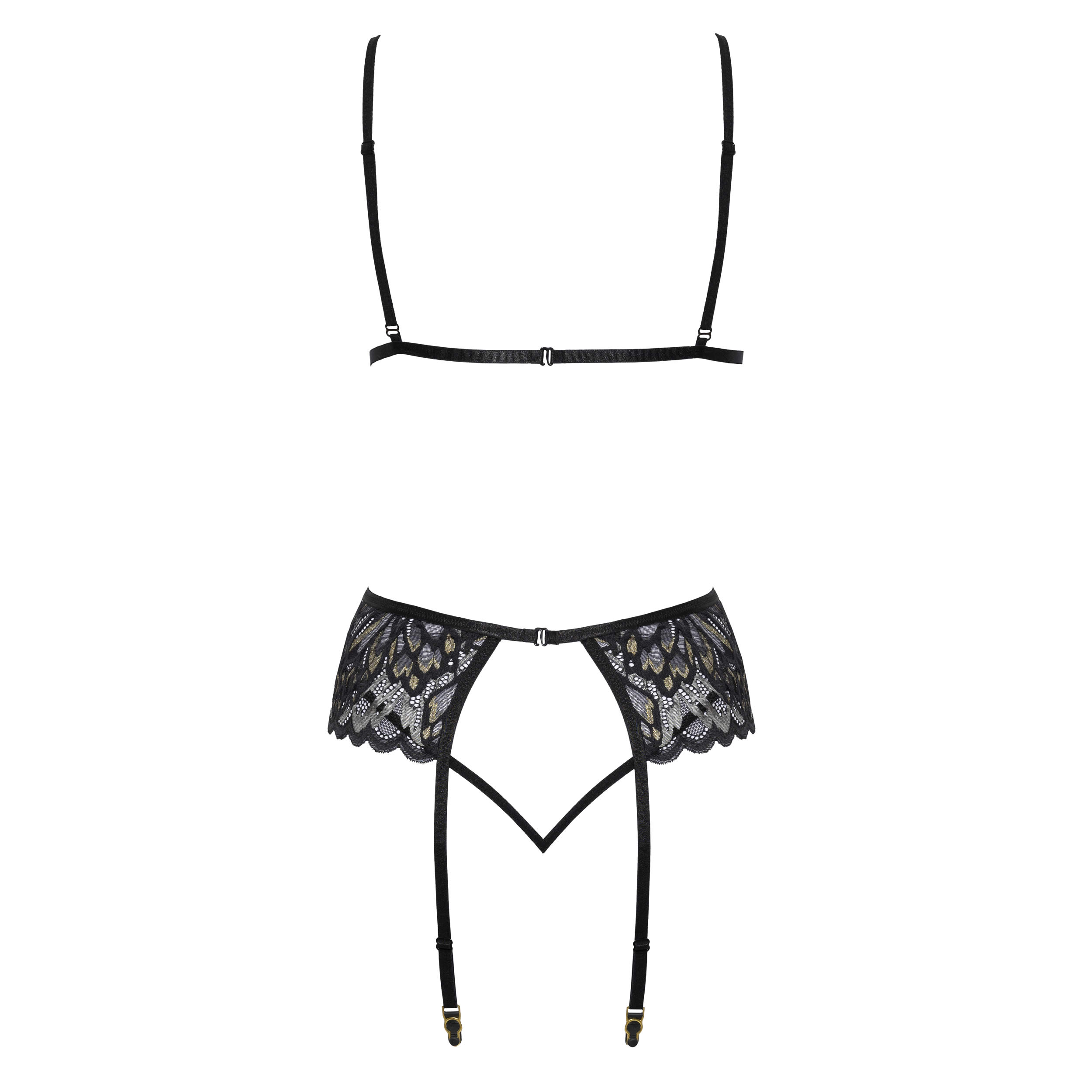 Kissable Lingerie Set with Lace in Silver, Gold and Black