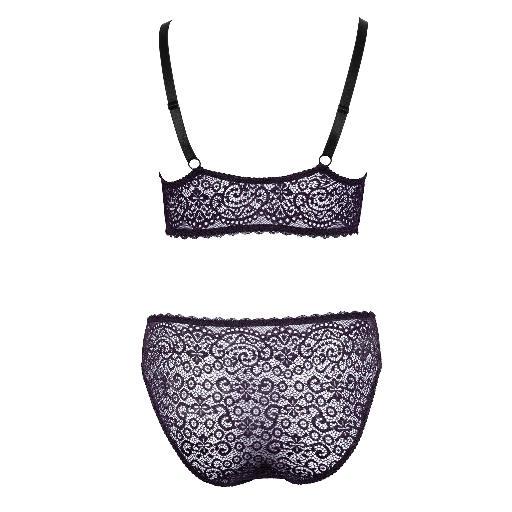 Plus Size Bralette and Briefs in Purple Lace