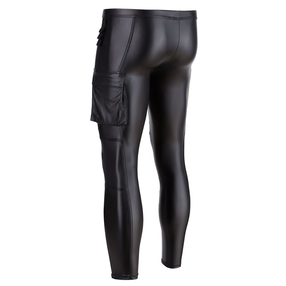Mens Wetlook Trousers with Biker Style and Tight Fit