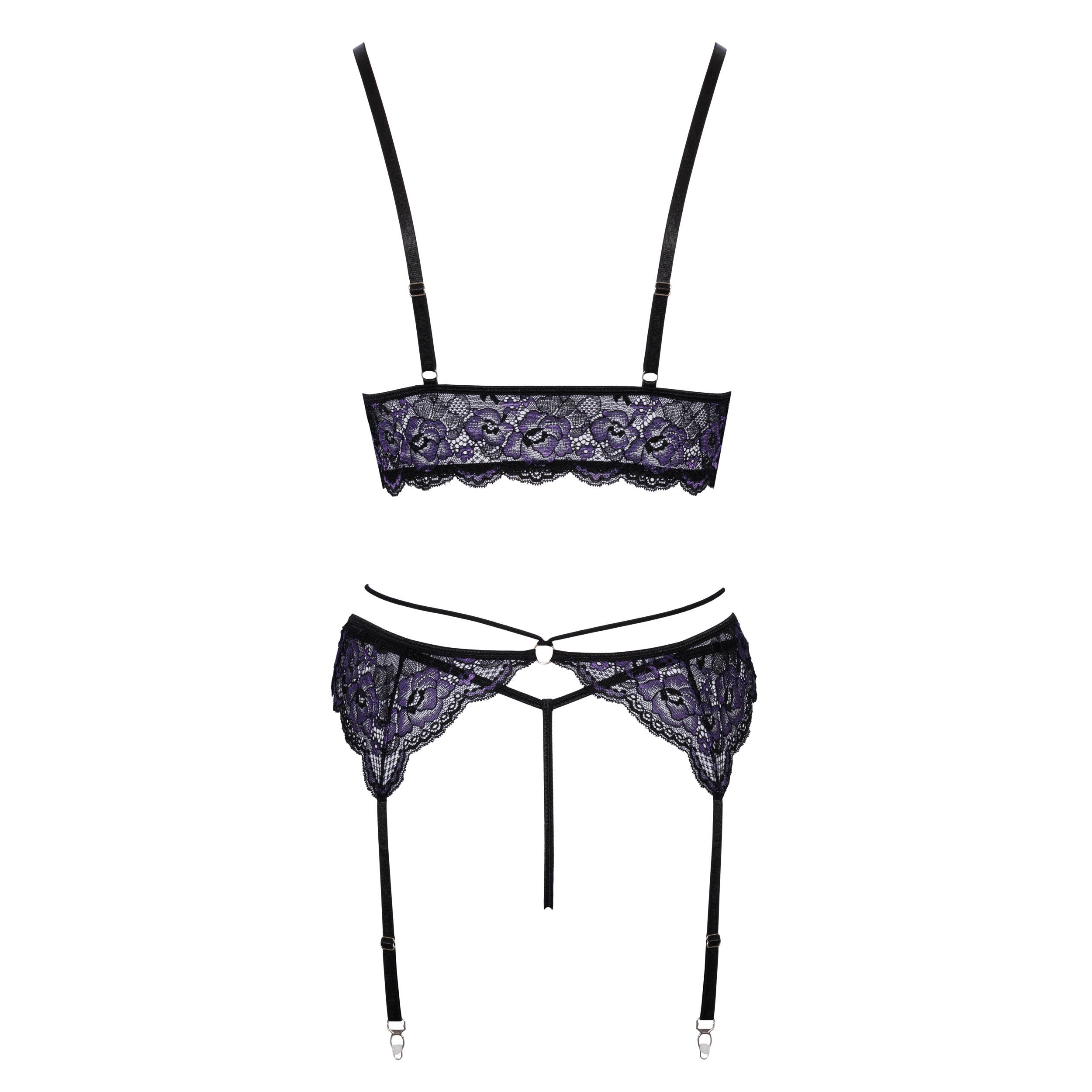 Lace Lingerie Set with Bralette and Suspenders