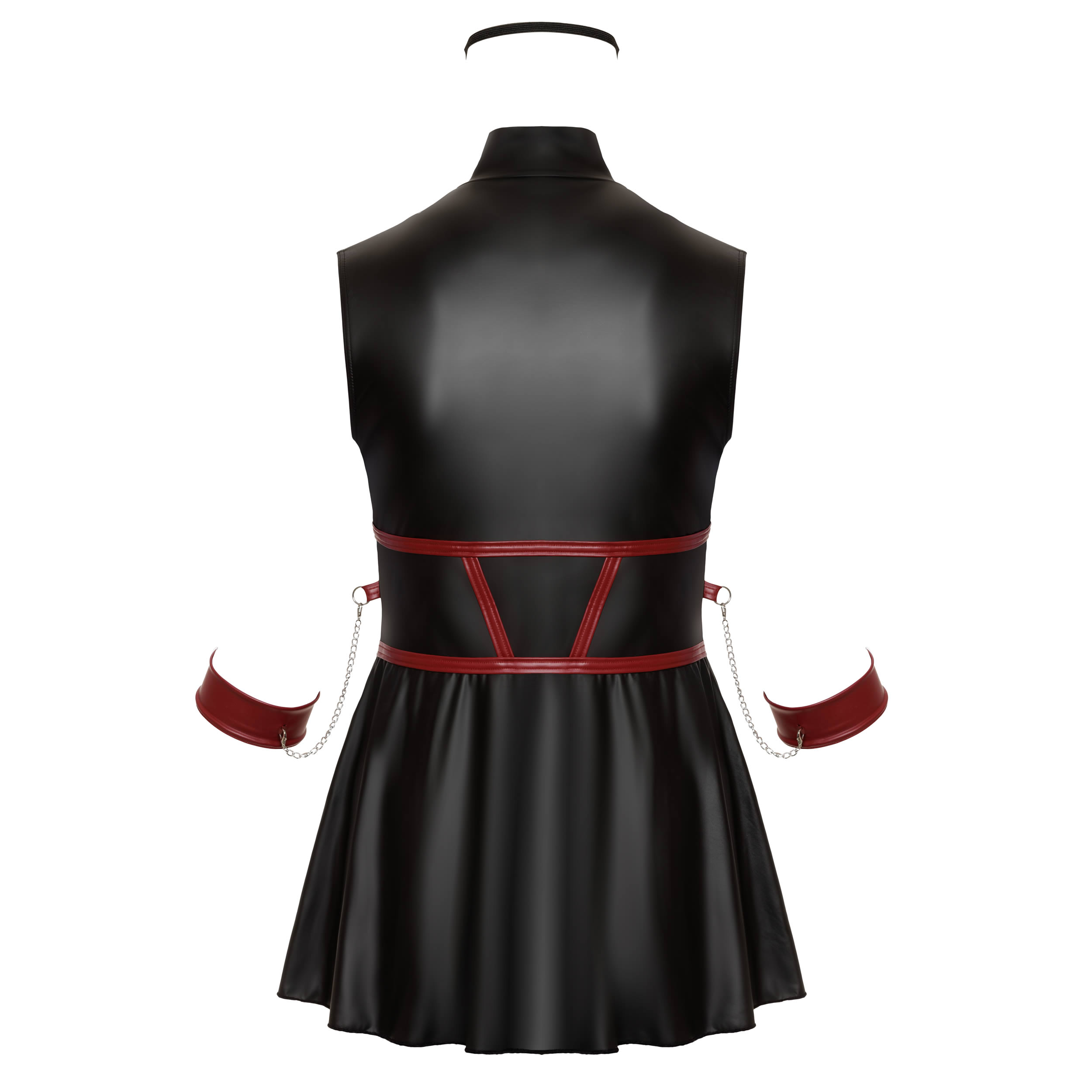 Plus Size Wetlook Kleid mit Handschellen mit Roten Streifen