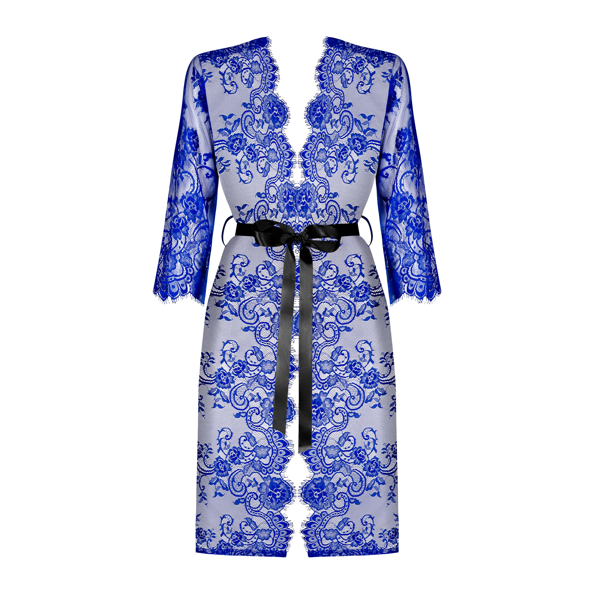 Obsessive Kimono Cobaltess mit filigraner Eyelash-Spitze