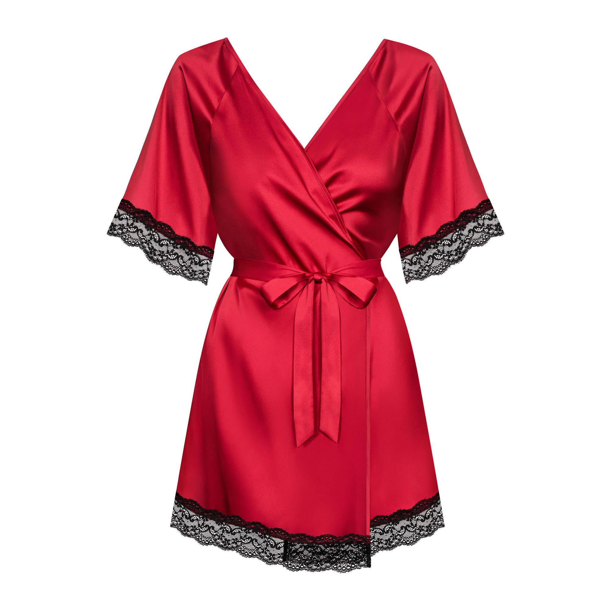 Obsessive Sensuelia Kimono in Rot mit Schwarzer Spitze