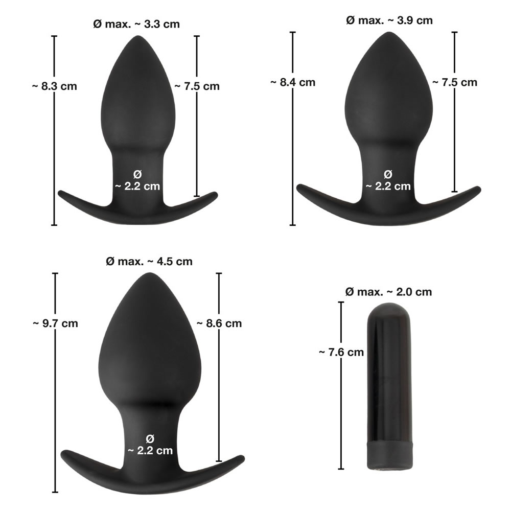 Black Velvets 4-teiliges Butt plug set mit 3 Analplugs