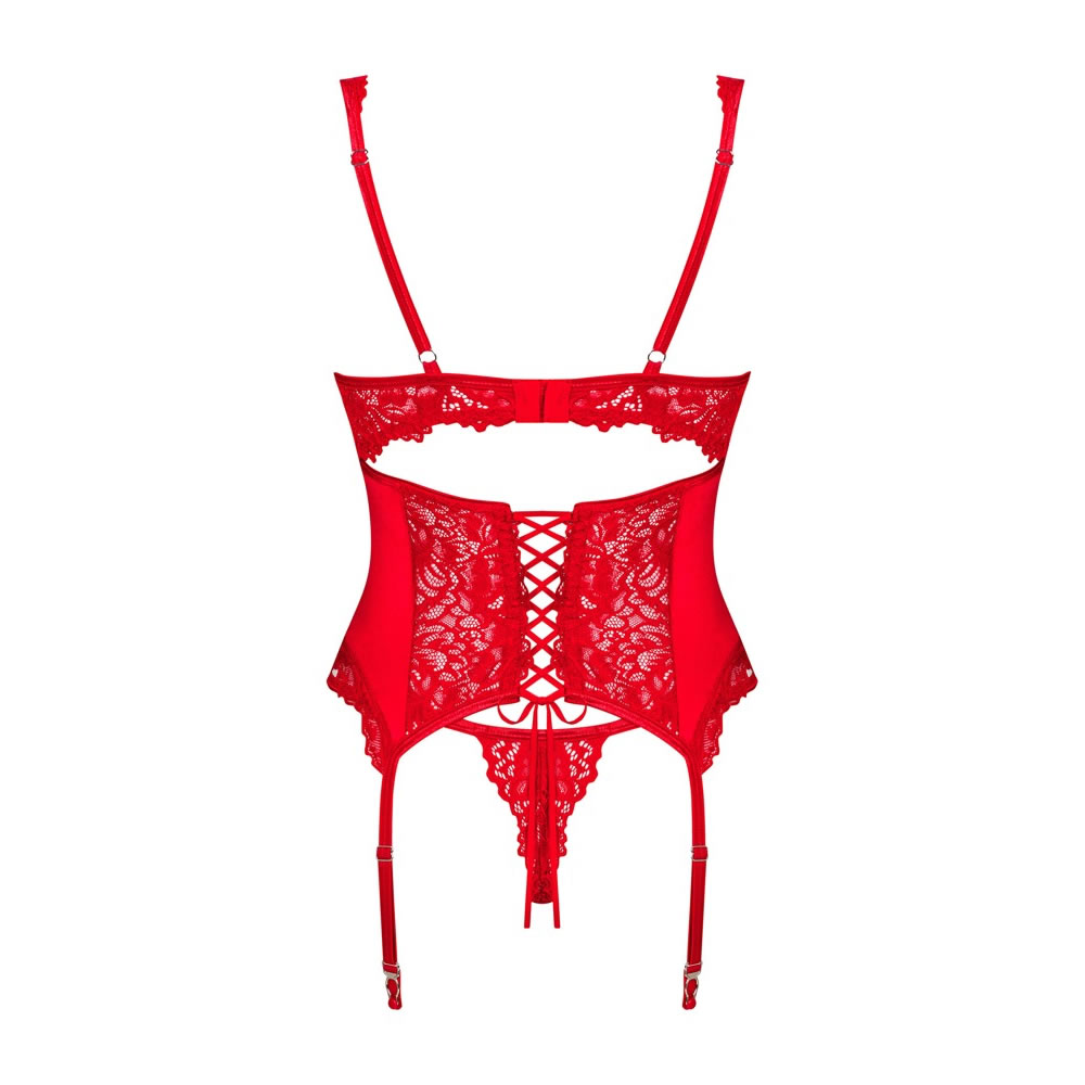 Obsessive Amor Cherris Basque with Suspenders in Red