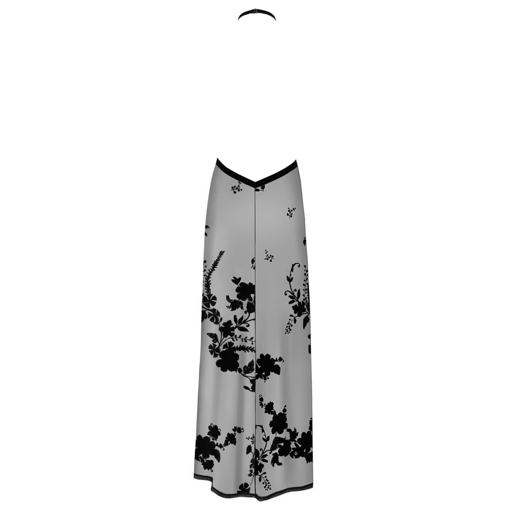 Noir Long Transparent Dress with Velvet Print