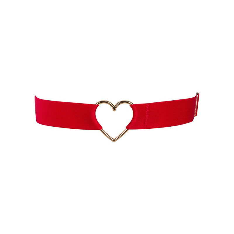 Obsessive Strumpfband Elianes in Rot mit goldfarbenem Herz