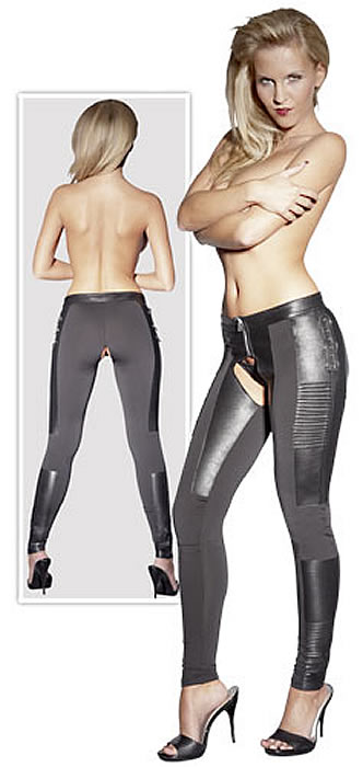 Leggings in Leather and Microfiber