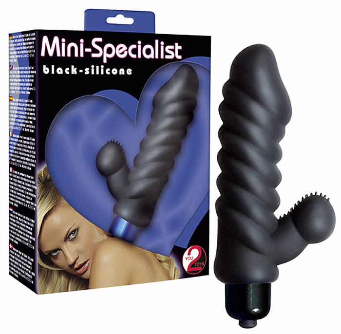 Mini-Specialist Black Dildo Vibrator with clit tickler