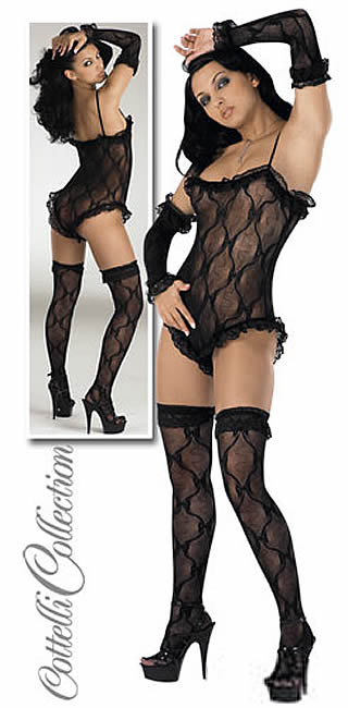 Lace Body with Stockings and Gauntlets