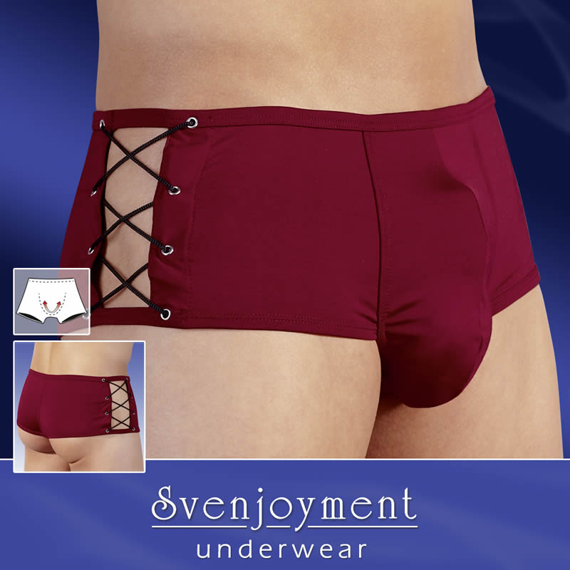 Boxer Briefs with Lacing in Bordeaux