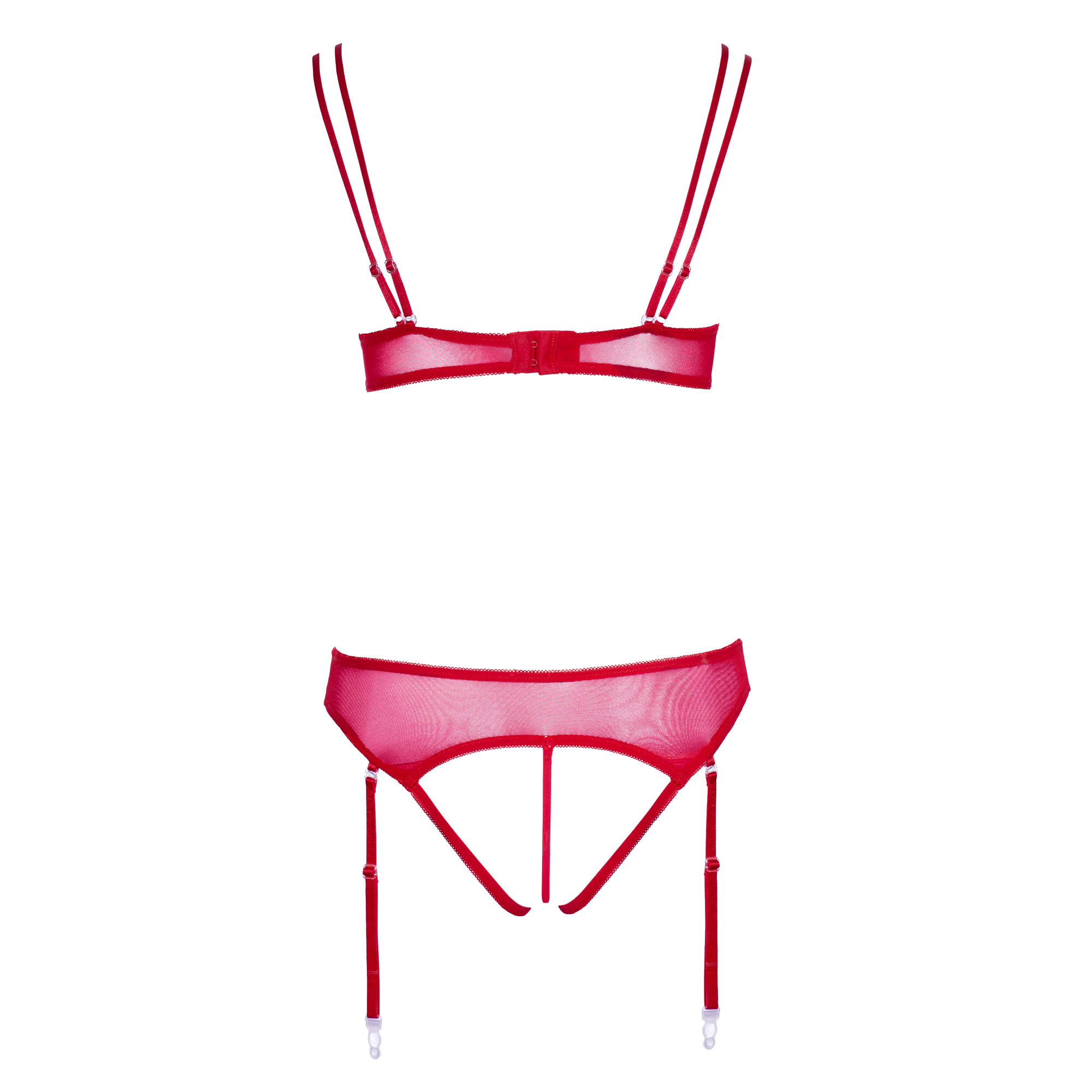 Red Stripper Bra with String and Suspenderbelt