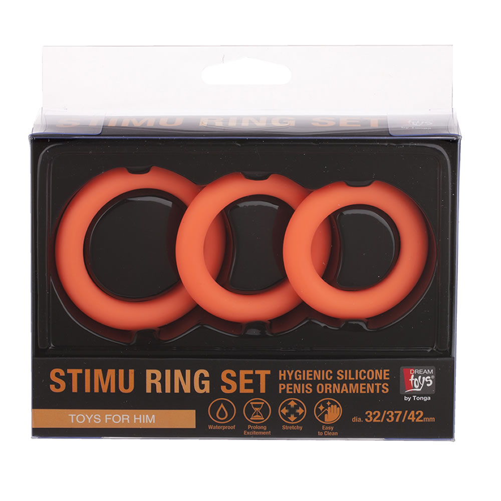 Neon Cock Ring set with 3 Silicone Rings