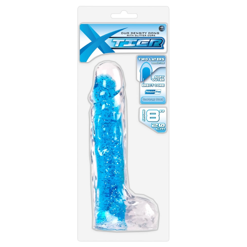X-Tier Big Blue Glitter Dildo 8 Inch