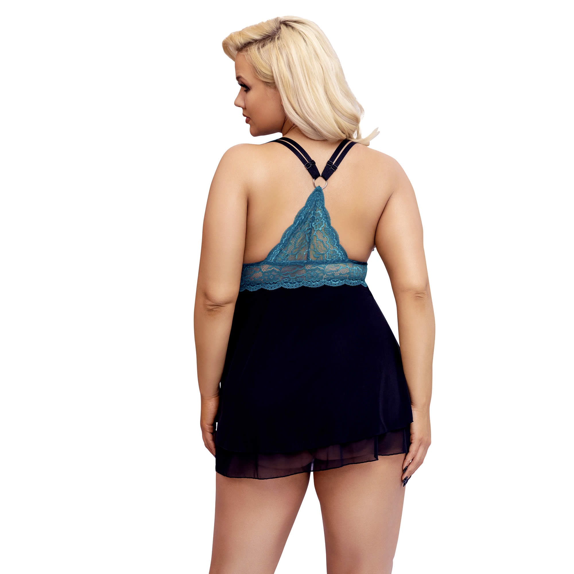 Plus Size Babydoll in Teal Lace