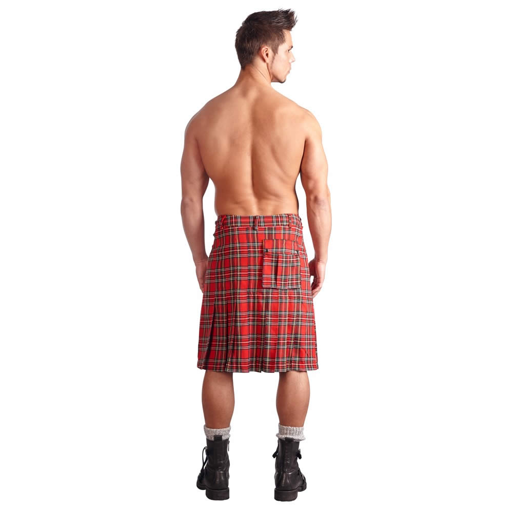Skotsk Highlander Kilt i Rd og Hvid
