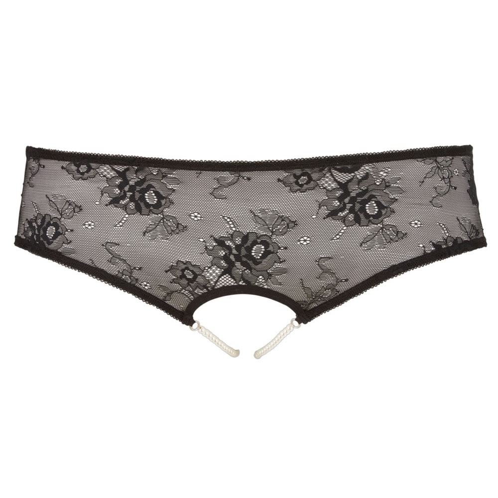 Plus Size Crotchless Panties with Pearls 