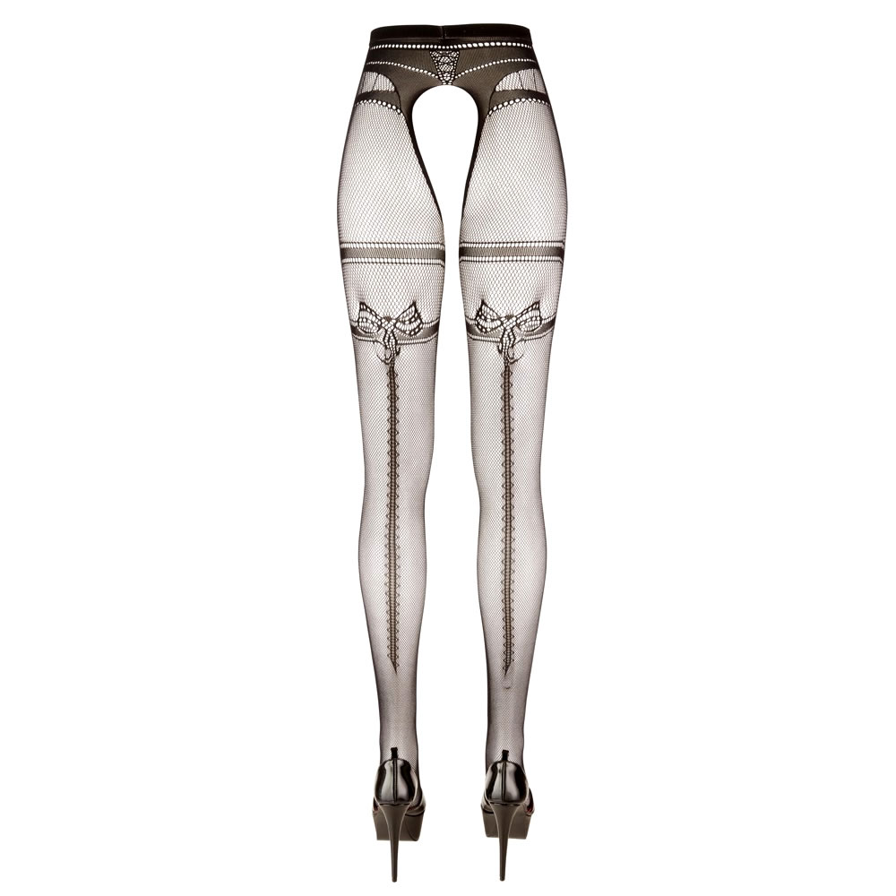 Crotchless Net Tights with sewn-on seam