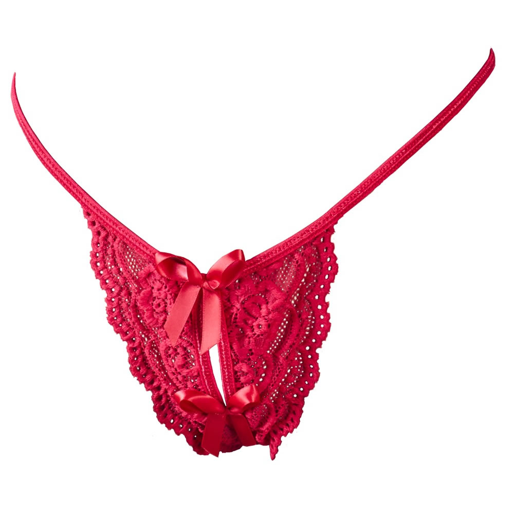 G-String in red made of Lace with a sexy bow