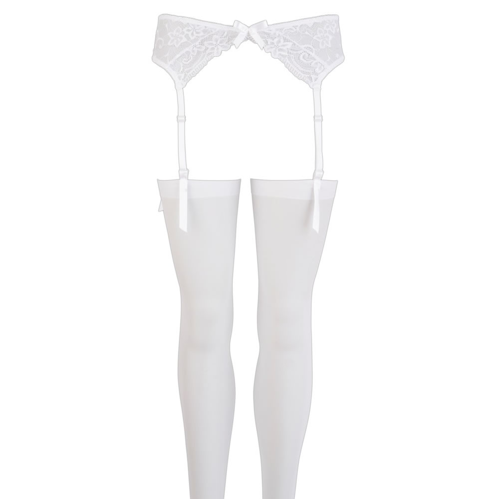 Lace Suspenderbelt with stockings white