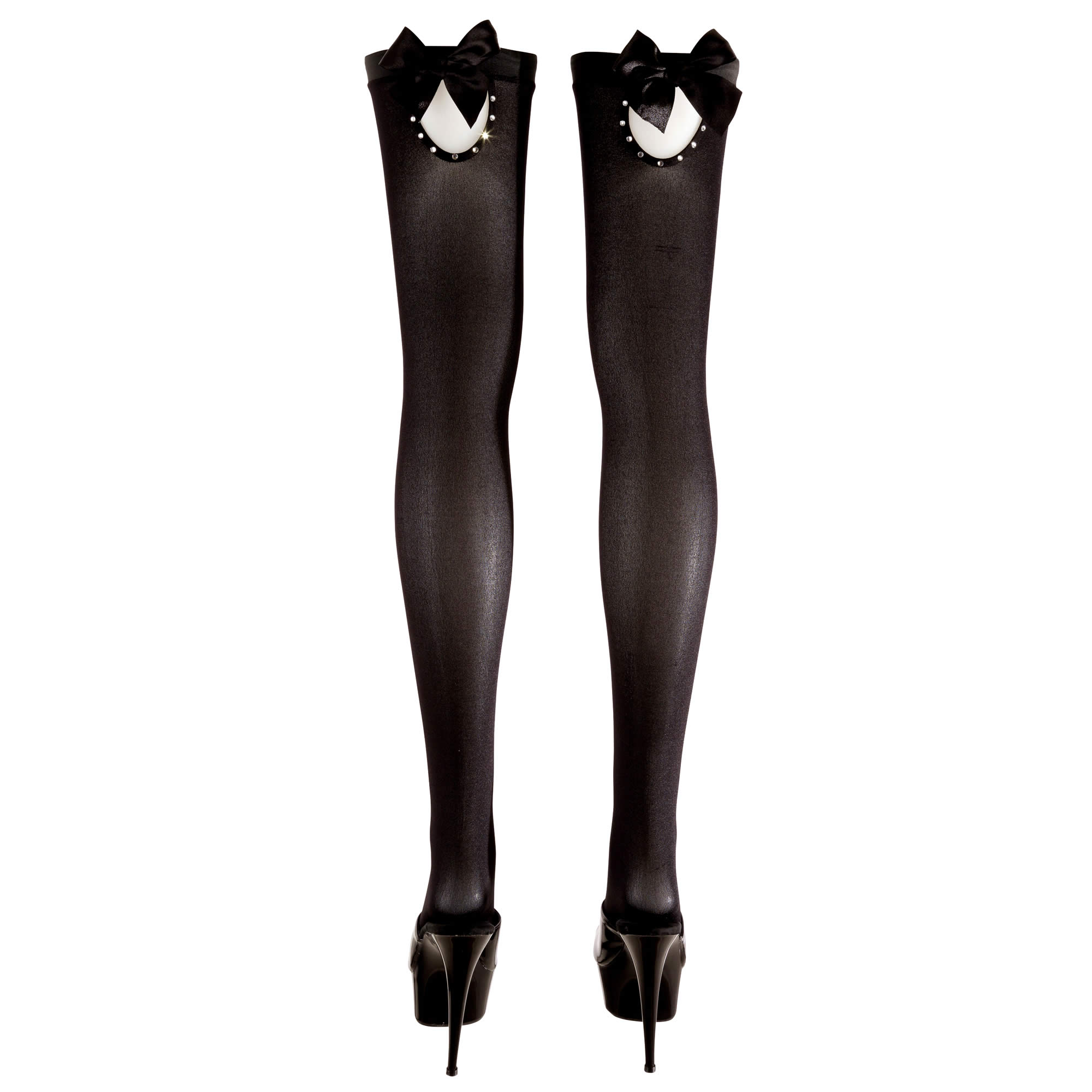 Stay-Up Stockings in Black with Bow