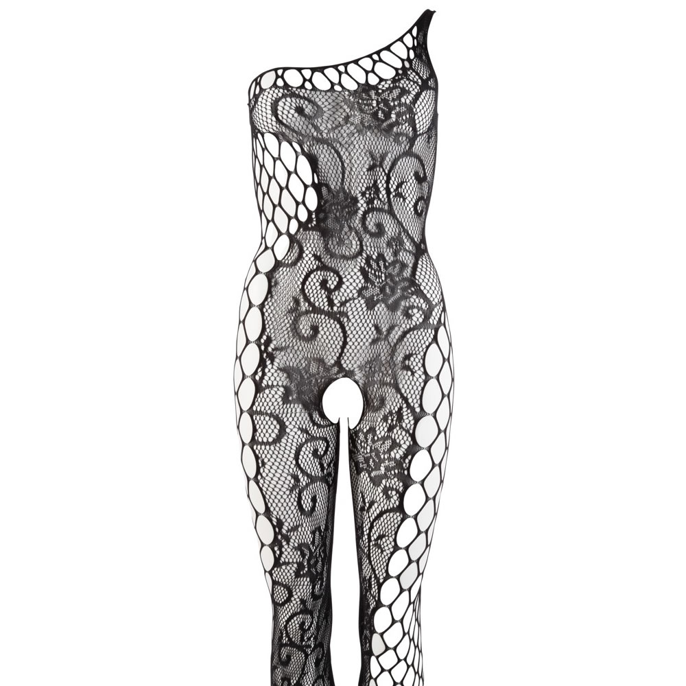 Net Catsuit with Floral Pattern