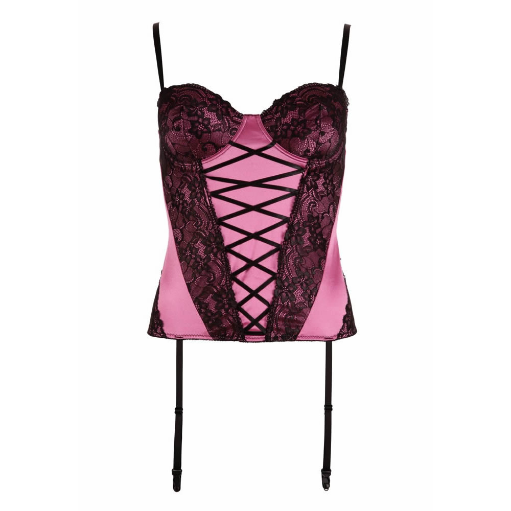 Pink Basque with Lace and Suspenders