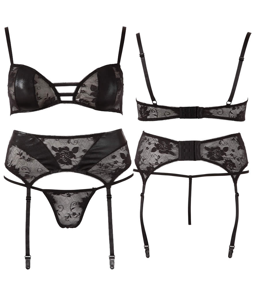 Lance Bra and String with Suspenderbelt in Black