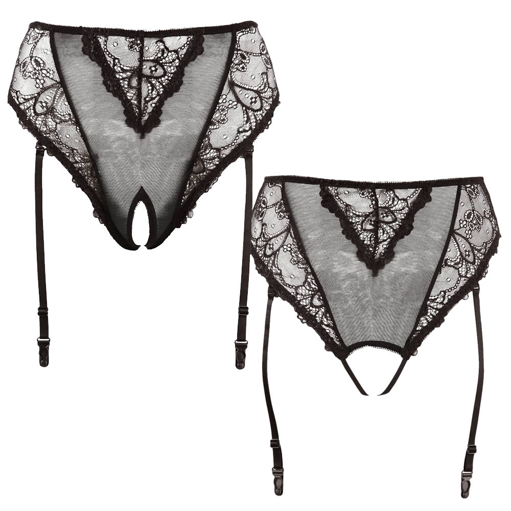 Lace High Waist Panties with Suspenders