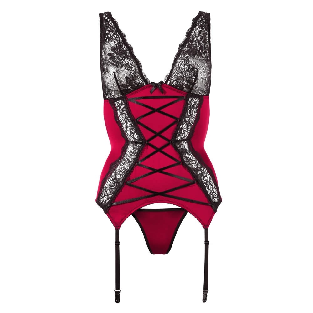 Romantic Bustier in Red and Black Lace