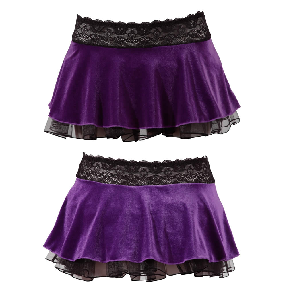 Purple Velvet Skirt with Lace