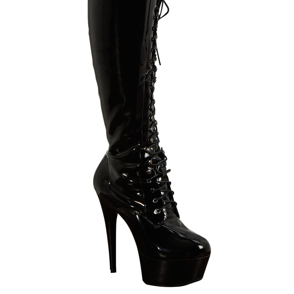 Knee-High PVC Boots with Lacing