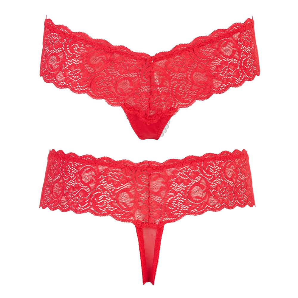 Lace Pearl G-String in Red