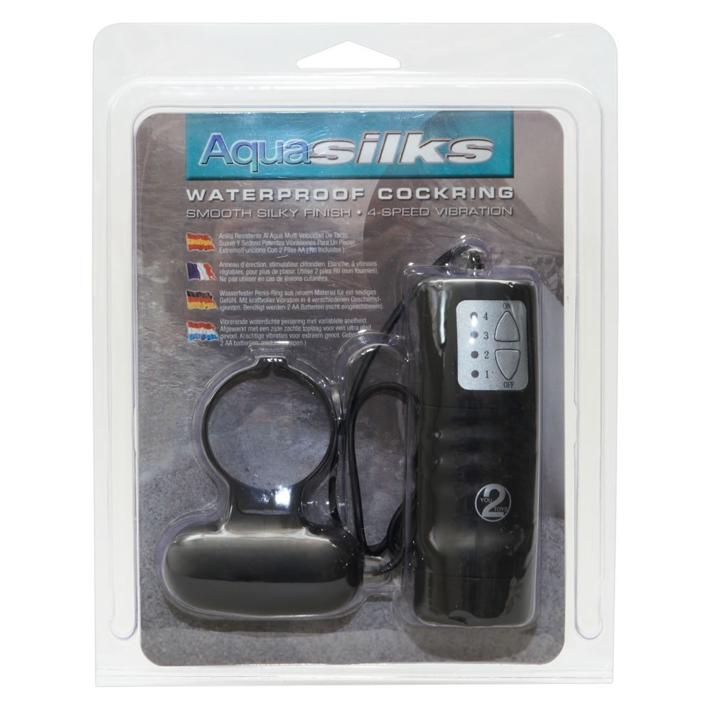 Aqua Silk Cock Ring with Vibrator