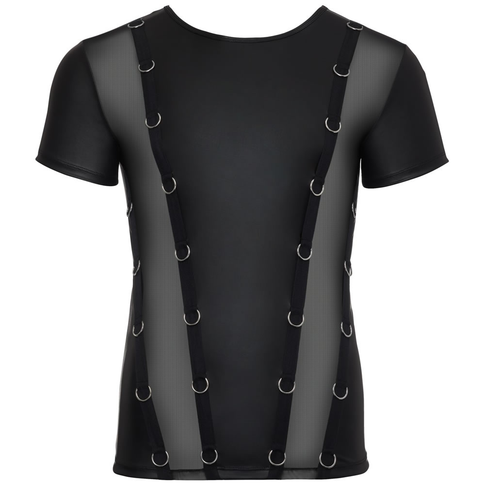 Shirt im schwarzen Mattlook/Powernet und Ringen