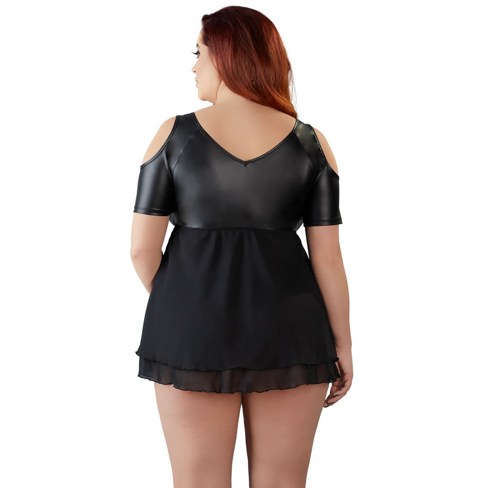 Wetlook Top in Plus Size with Chiffon