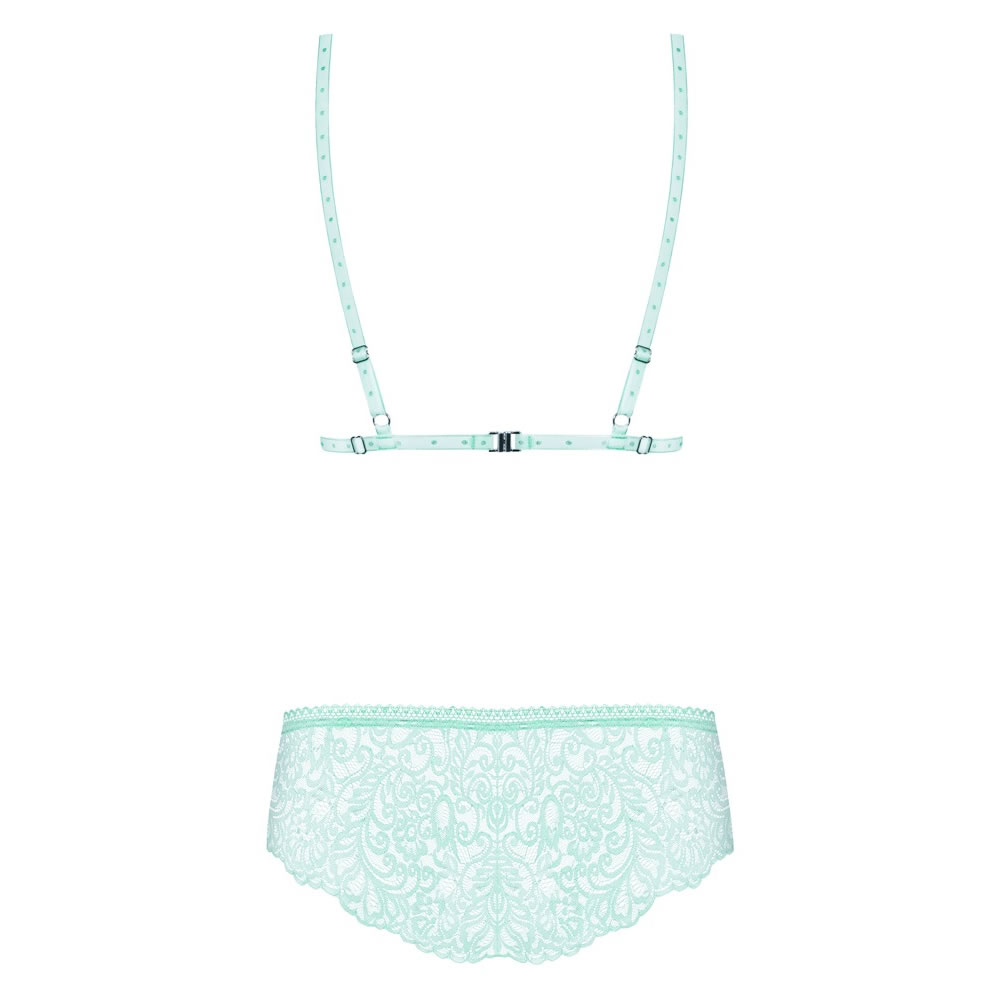 Obsessive Lace Bra and Briefs in Turquoise