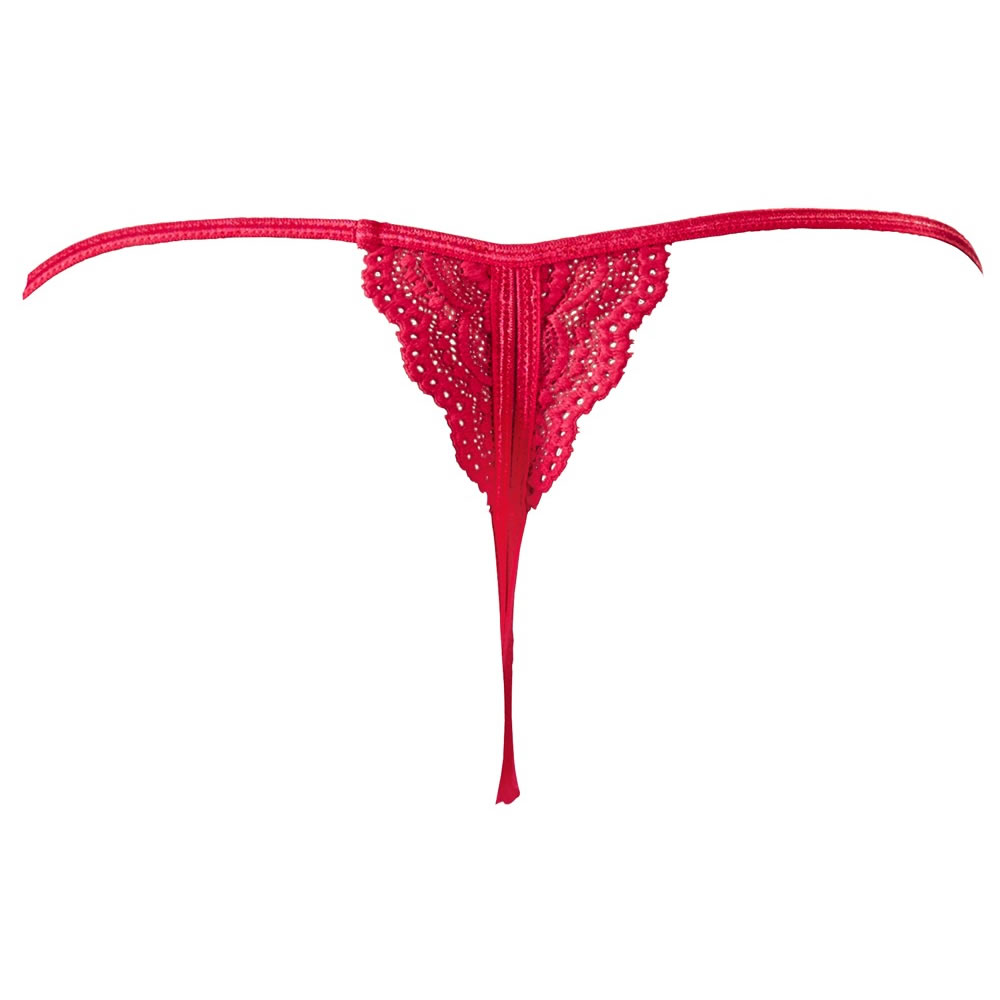 G-String in red made of Lace with a sexy bow