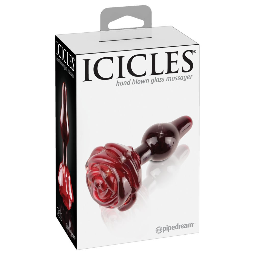Glas Analplug - Icicles No. 76 Mit Rosenblte