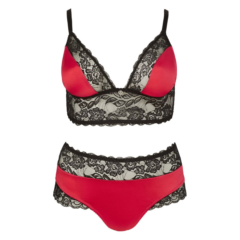 Plus Size Bralette set in Red and Black