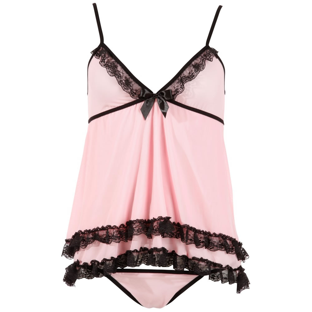 Babydoll in Rose with Black Lace
