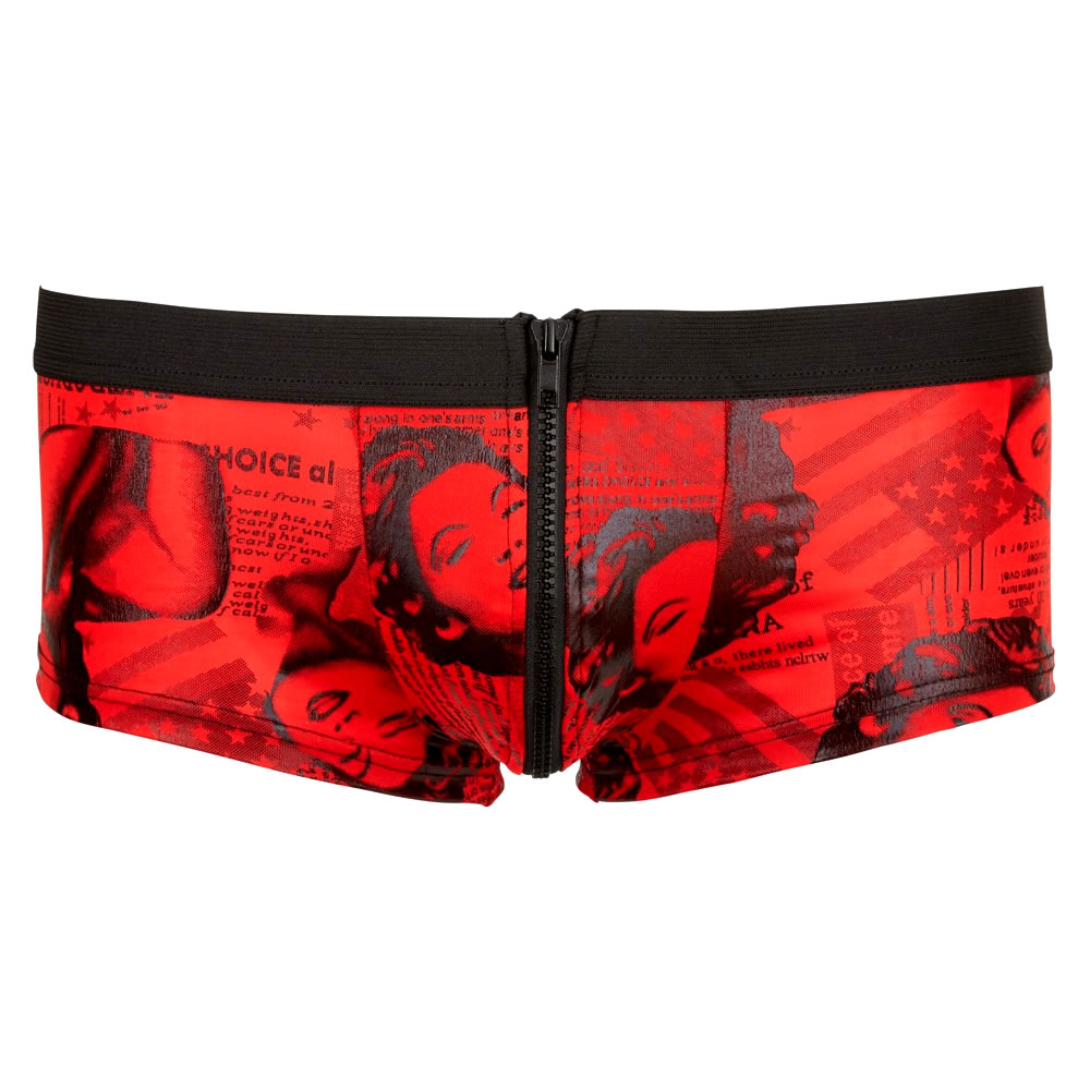 Boxer Briefs with Zipper and Trendy Print