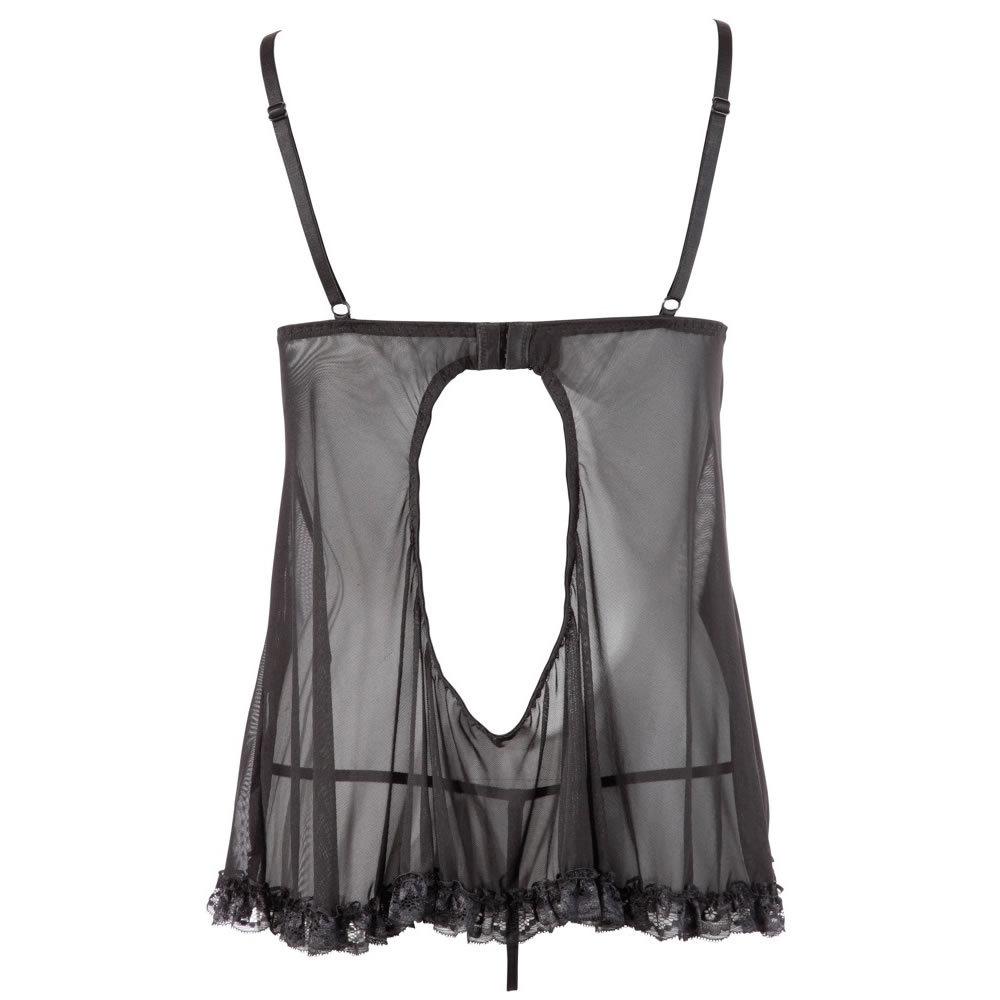 Babydoll with Ruffles and String in Black