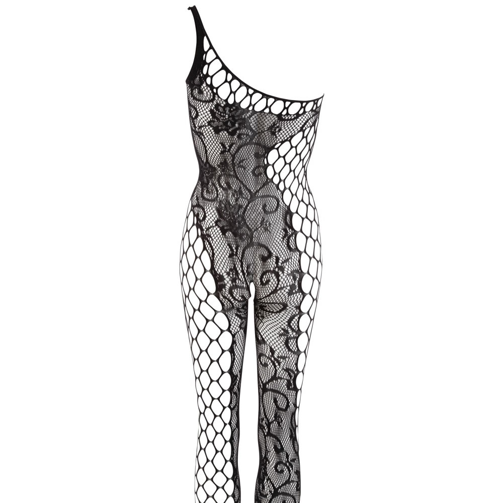 Net Catsuit with Floral Pattern
