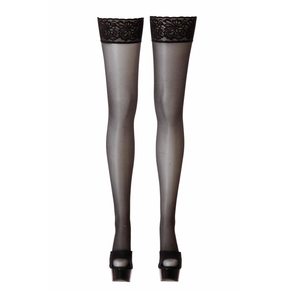 Stay-Up Stockings in Black with Lurex